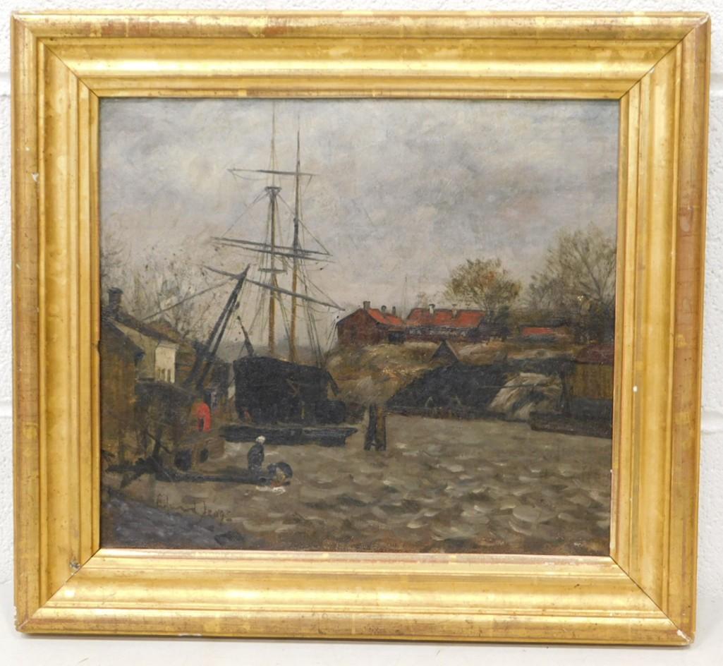 Edward Seago Listed British Artist 1910-1974 Original OIl on Canvas Signed Lower Left "Fishing Harbo (1 of 4)