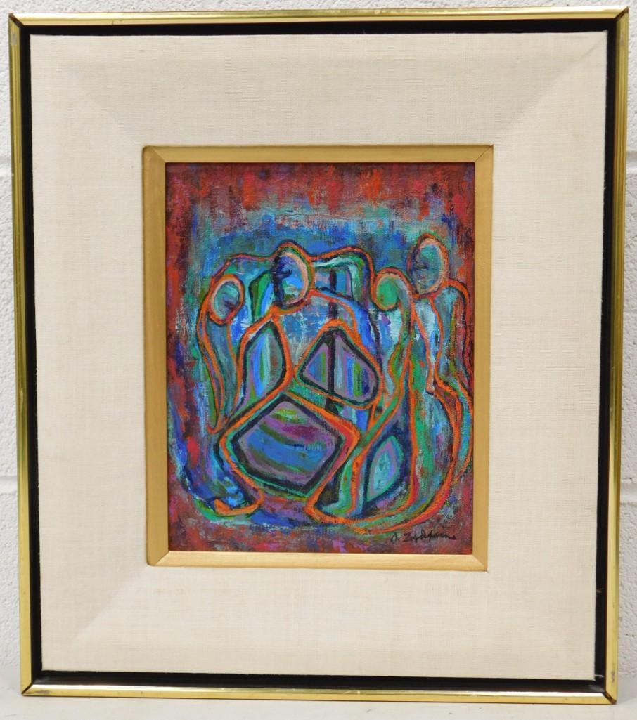 Ossip Zadkine Listed French Russian Artist 1898-1967 Original Oil Abstract Composition Signed Front (1 of 5)