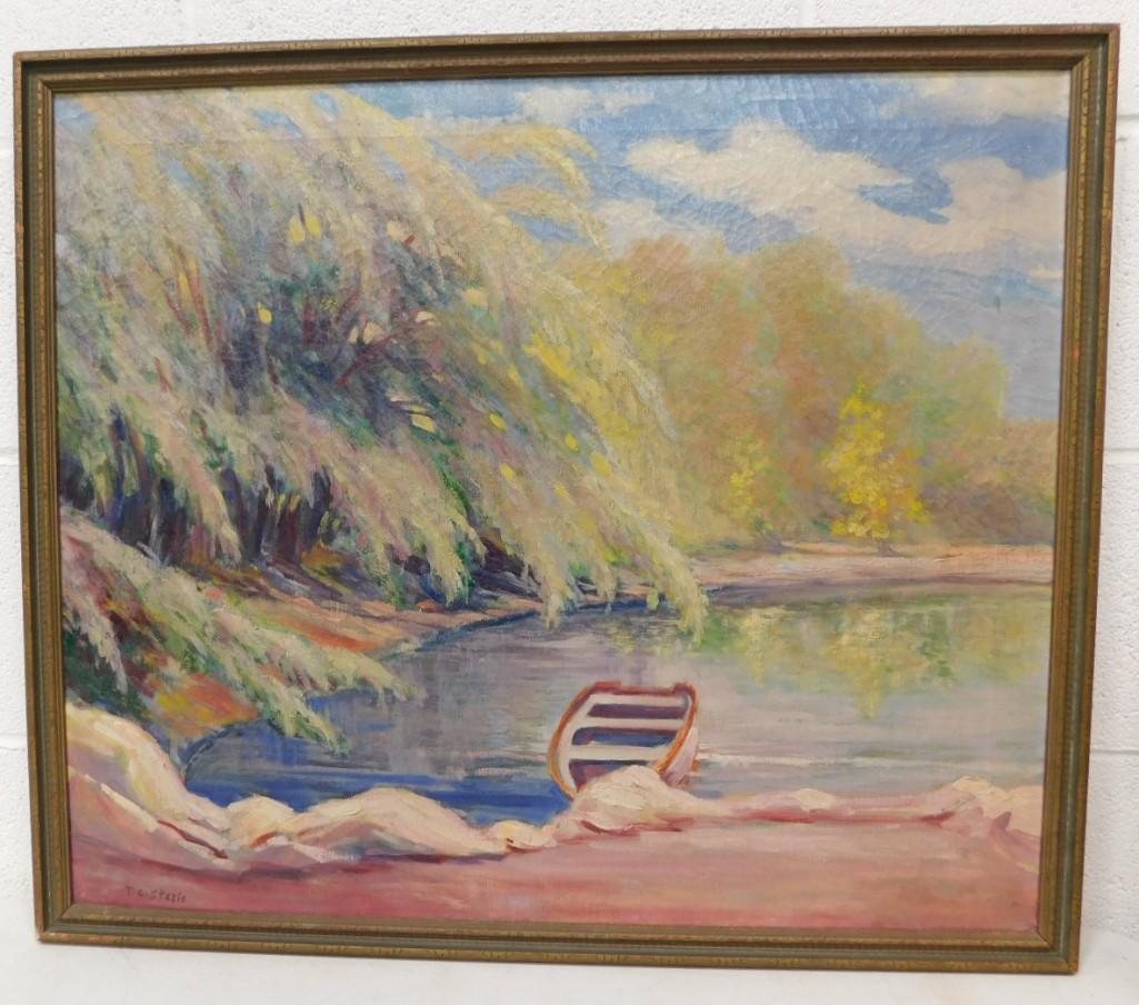 Theodore Clement Steele Listed Brown County Artist Original OIl Composition Signed Lower Left 24"x28: Theodore Clement Steele Listed Brown County Artist Original OIl Composition Signed Lower Left 24"x28"