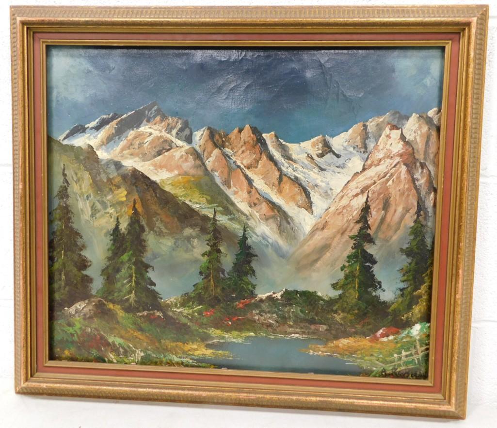Albert Rousseau Listed Canadian Artist 1908-1982 Original Oil on Canvas "Mountain View"  26"x22" (1 of 4)