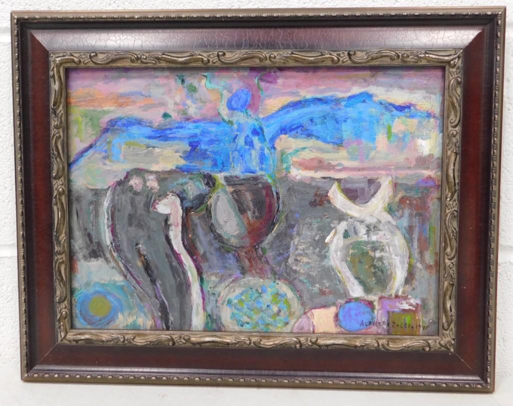 Alfredo Zalce Listed Mexican Artist 1908-2003 Rare Original Composition Early Work 1945 Oil on Board (1 of 5)