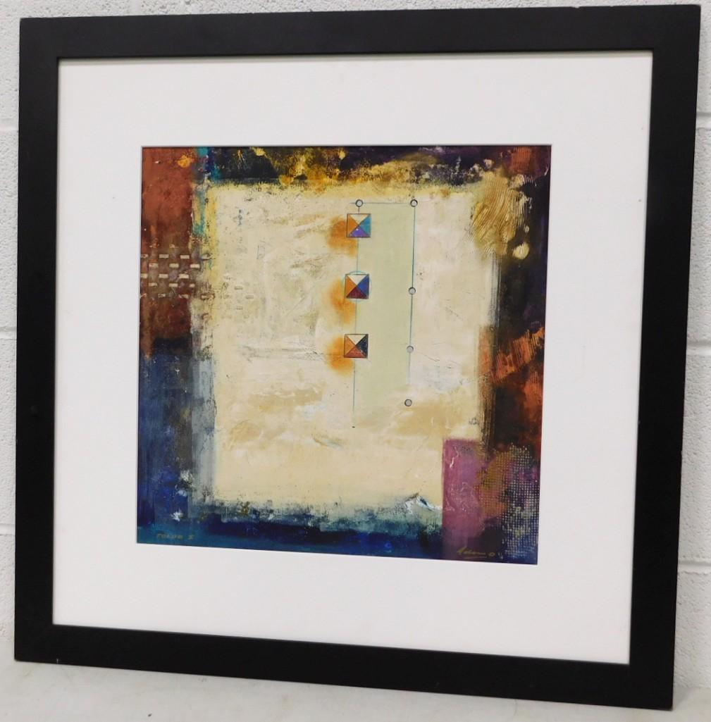 Pietro Adamo Original Mixed Media Abstract Composition "Toldo 1" Signed Front and Verso 26"x26" (1 of 4)