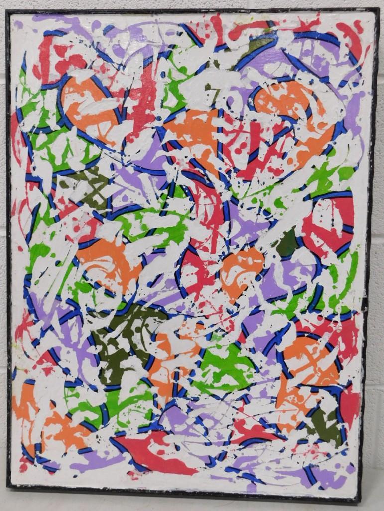 Barry Johnson Original Abstract Oil on Board c. 1980s "Puzzle Me"  18"x24" (1 of 4)