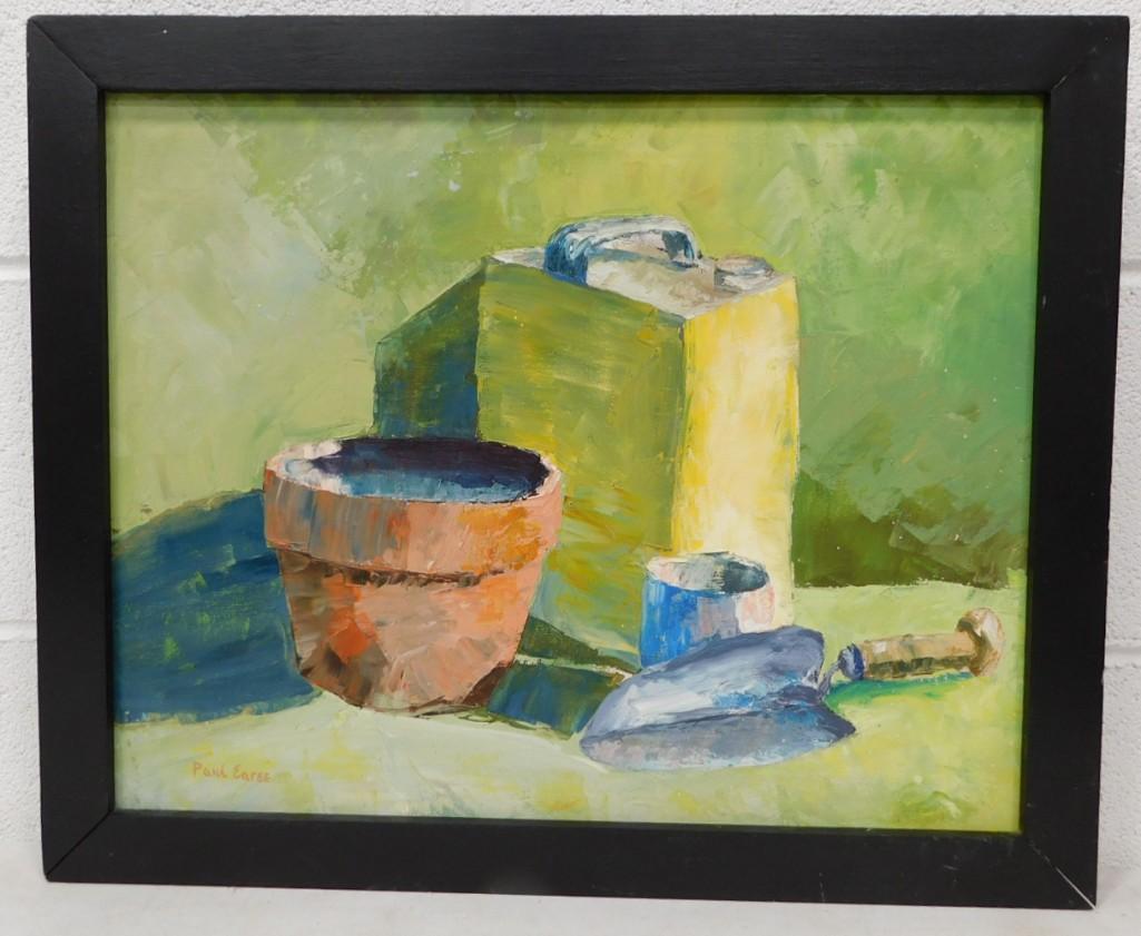 Paul Earee Listed Artist 1898-1968 Original Oil Composition Abstract Still Life Signed c. 1950s 18"x (1 of 4)