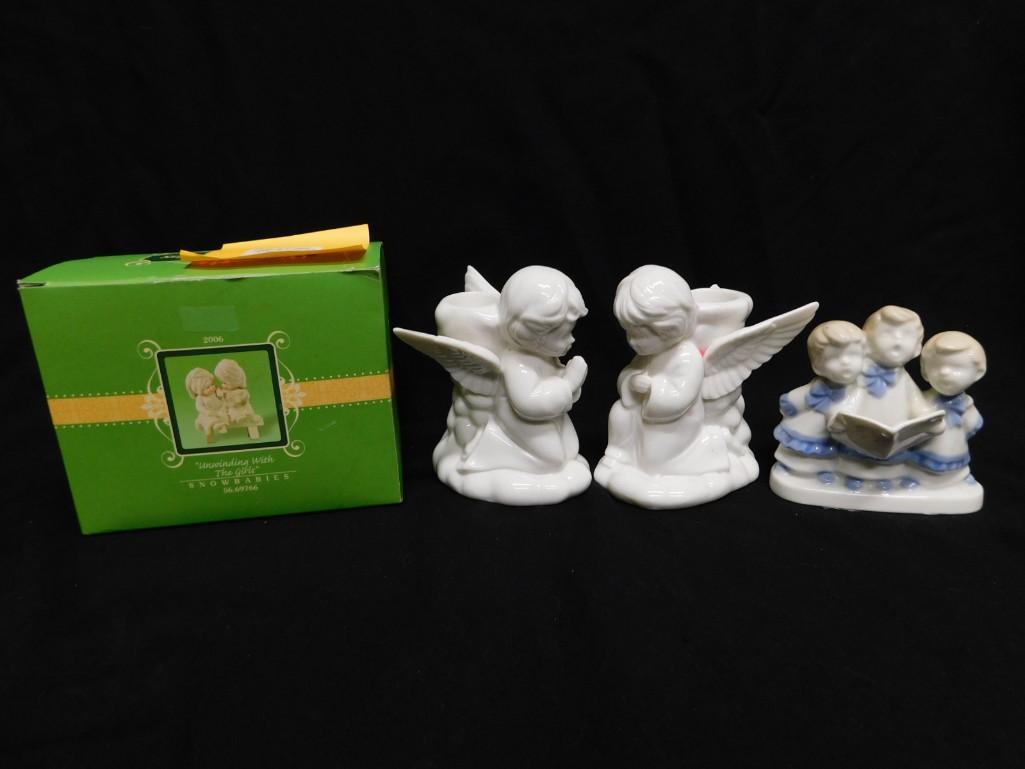 Dept 56 Snowbabies Unwinding with the Girls, Vintage Christmas Candleholders, etc (1 of 7)
