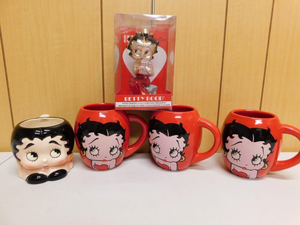Betty Boop Lot incl 3 Red Mugs, 1 Character Mug, and 1 Christmas Ornament (1 of 6)