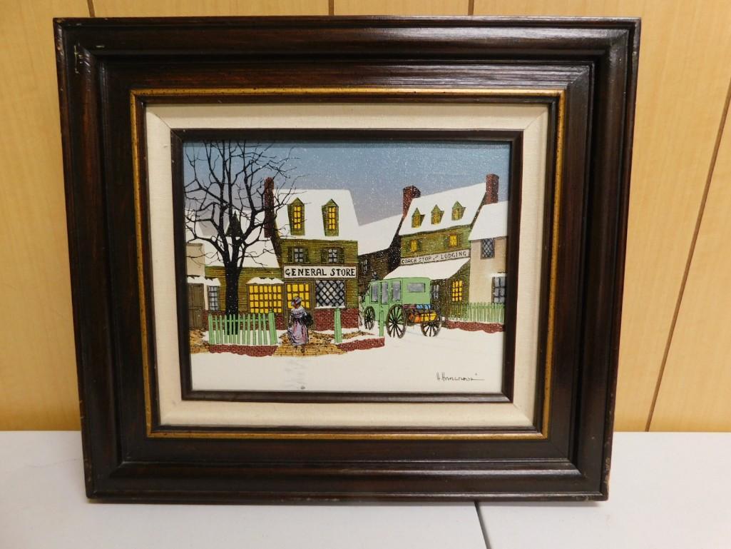 H Hargrove Oil on Canvas Framed 15 3/4" x 14" (1 of 4)