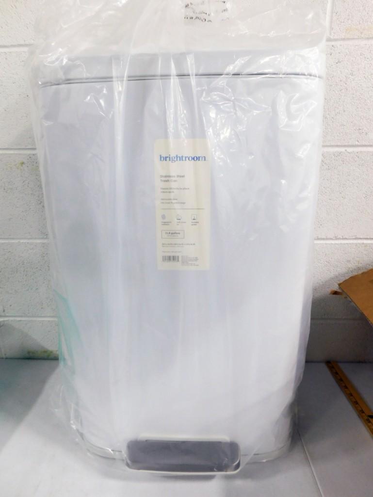 Brightroom Stainless Steel White Kitchen Sized Trash Can New in Open Box (1 of 6)