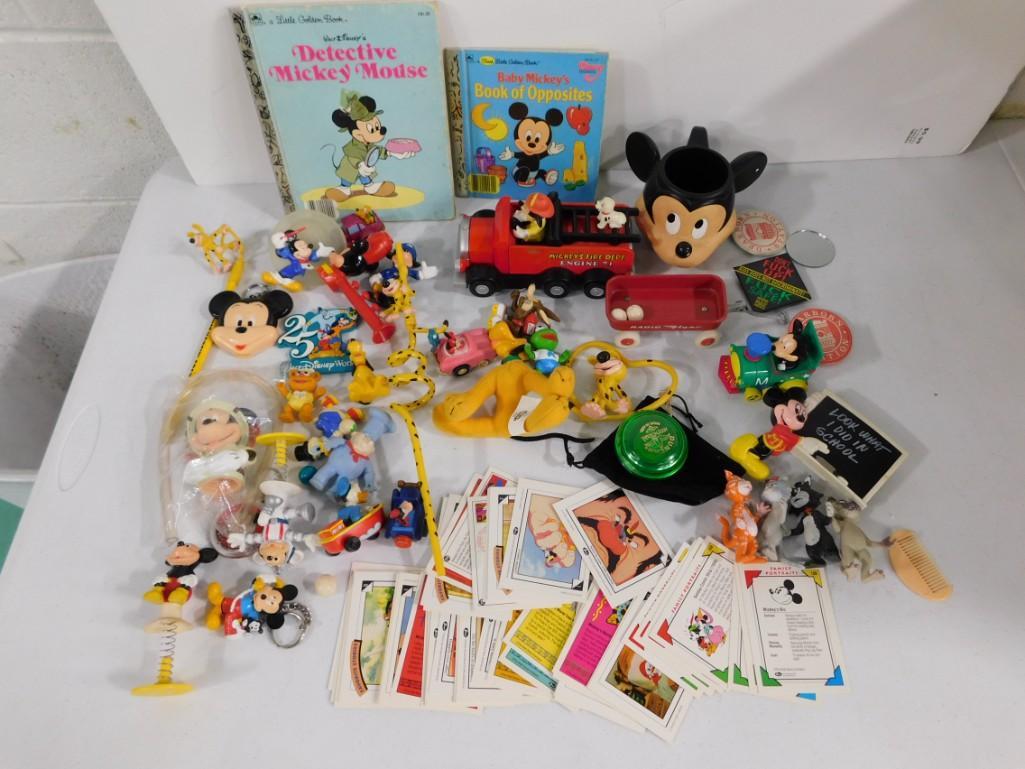Mickey Mouse / Disney Toy Lot incl Mug, Fire Engine, Little Golden Books, Figurines, Small Toys, (1 of 5)