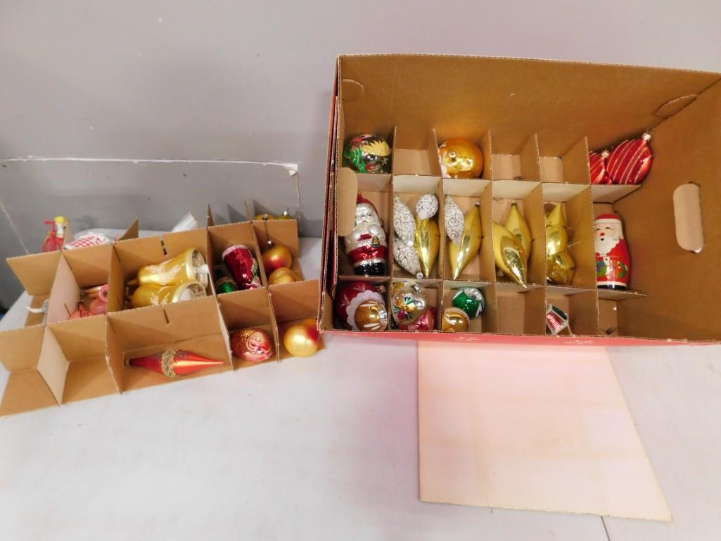 Glass Christmas Ornaments incl Vintage Figural, Vintage Teardrop, Indents, (1 of 3)