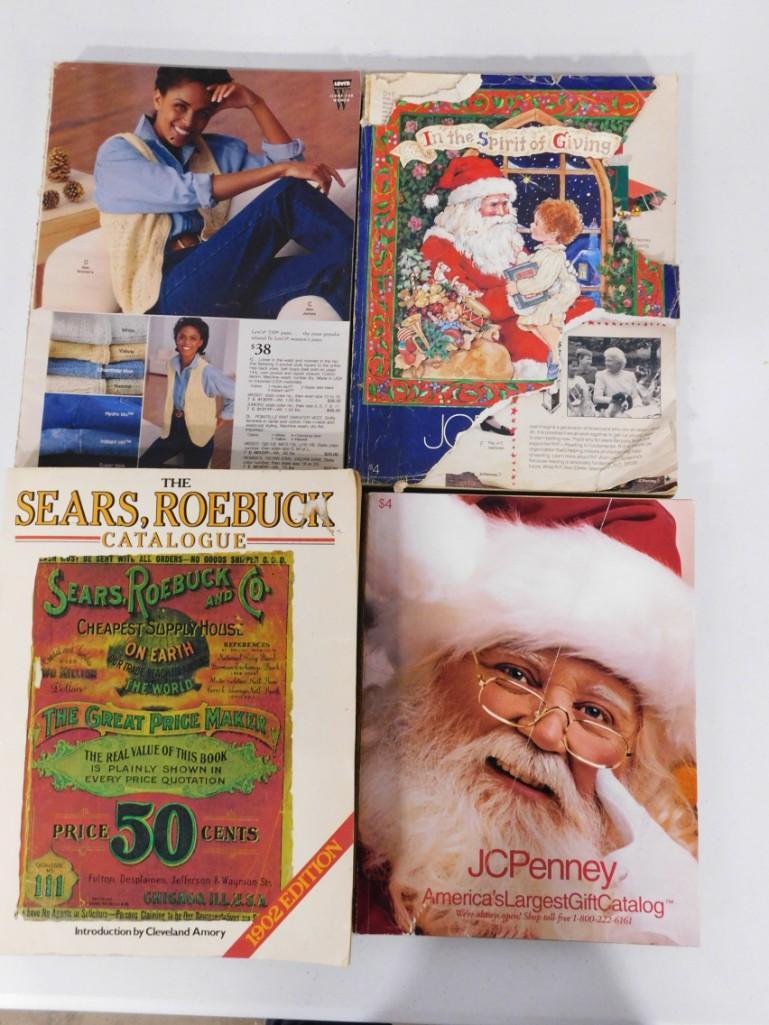 Vtg JC Penney and Sears Christmas Catalogs Lot: Vintage JC Penney and Sears Christmas Catalogs Lot. Includes a 1997 JC Penney Christmas Catalog, cover has creasing. 1992 Sears Wish Book Christmas catalog - back and front covers are missing, pages a