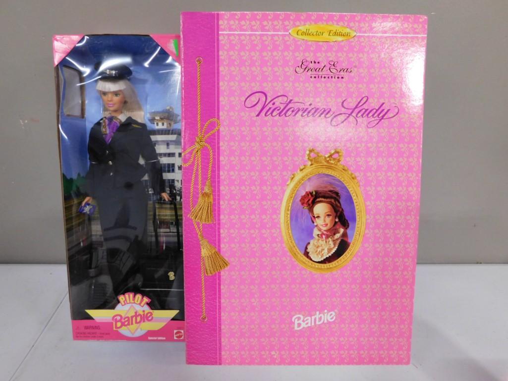 2 Barbie Dolls incl Victorian Lady Barbie and Pilot Barbie (1 of 4)