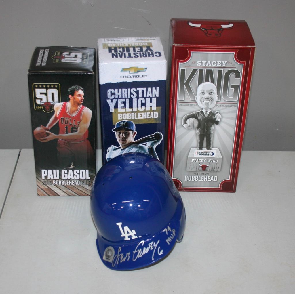 3 SGA Bobbleheads And Steve Garvey Signed Mini Helmet (1 of 6)