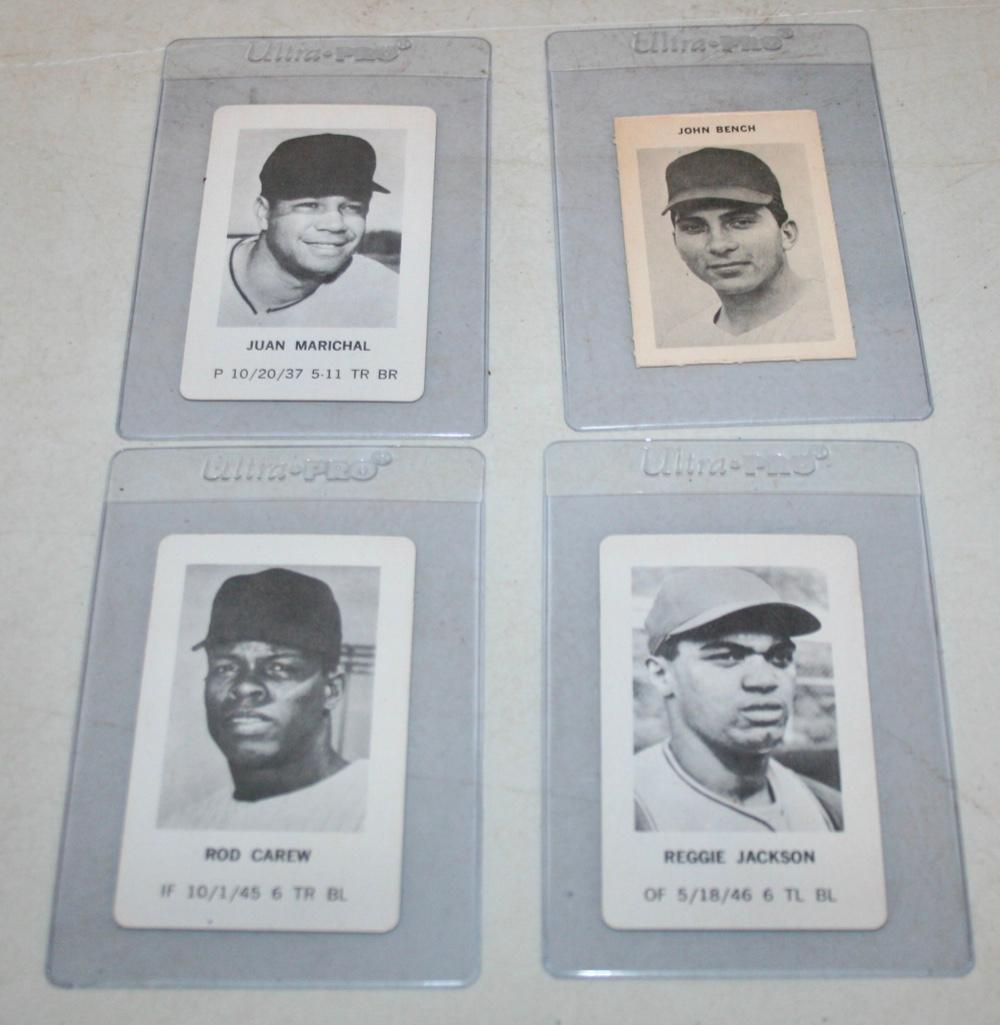 1969 / 1970 Milton Bradley Baseball Cards - 4 HOF'ers: 1969 / 1970 Milton Bradley Baseball Cards - 4 HOF'ers Includes: 1969 Johnny Bench 1970 Reggie Jackson 1970 Rod Carew 1970 Juan Marichal