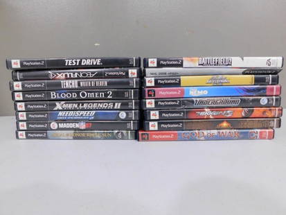 Lot of 16 PlayStation 2 Video Games including Test Drive, Blood Omen 2: Lot of 16 PlayStation 2 Video Games including Test Drive, Blood Omen 2, Madden, Need for Speed, God of War, Tekken 5, Battlefield 2, NHL, etc.