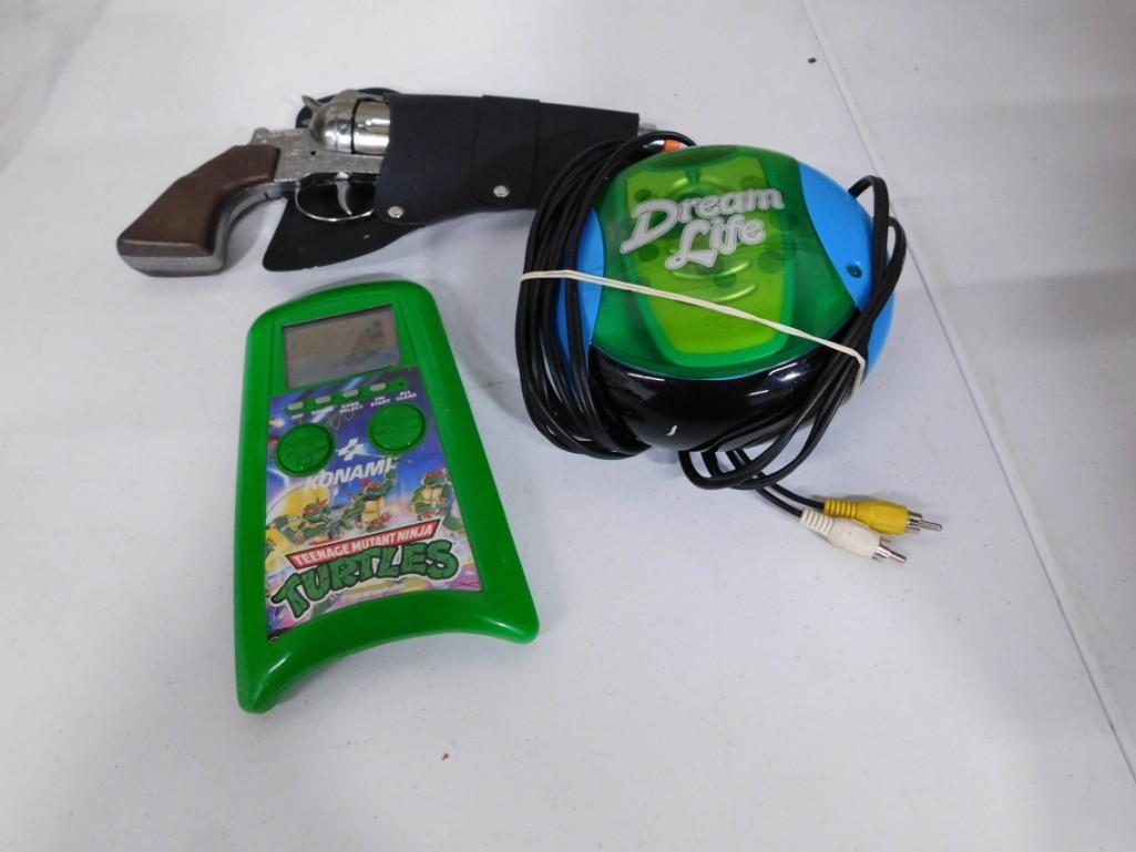Retro Game and Toy Lot including Dream Life Plug & Play Game, TMNT Handheld Game: Retro Game and Toy Lot including Dream Life Plug & Play Game, Teenage Mutant Ninja Turtles Handheld Game, Cap Gun