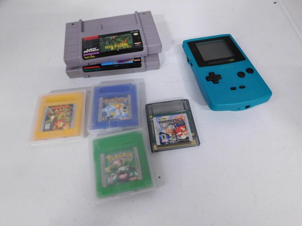 Nintendo Lot including Gameboy Color, 4 Games, 2 SNES Games (1 of 5)