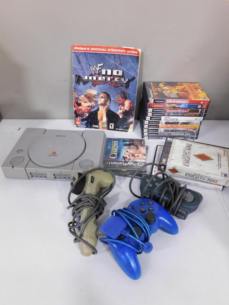 Sony PlayStation Lot including Console, 2 controllers (1 of 6)