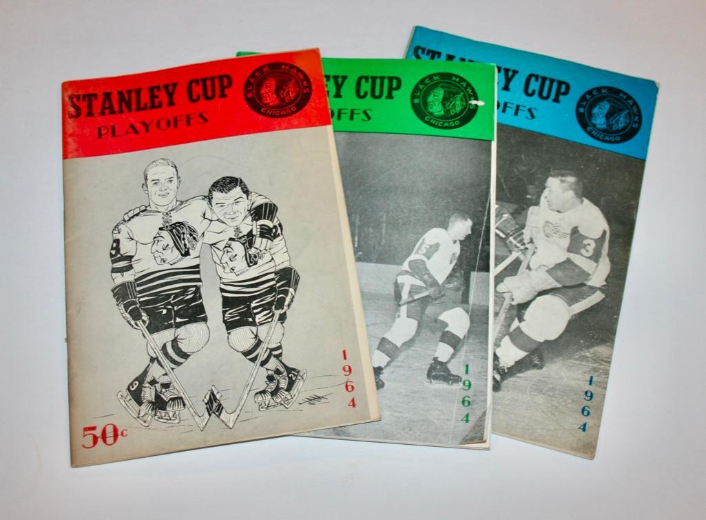 3 Blackhawks 1964 Stanley Cup Playoff Programs (1 of 8)
