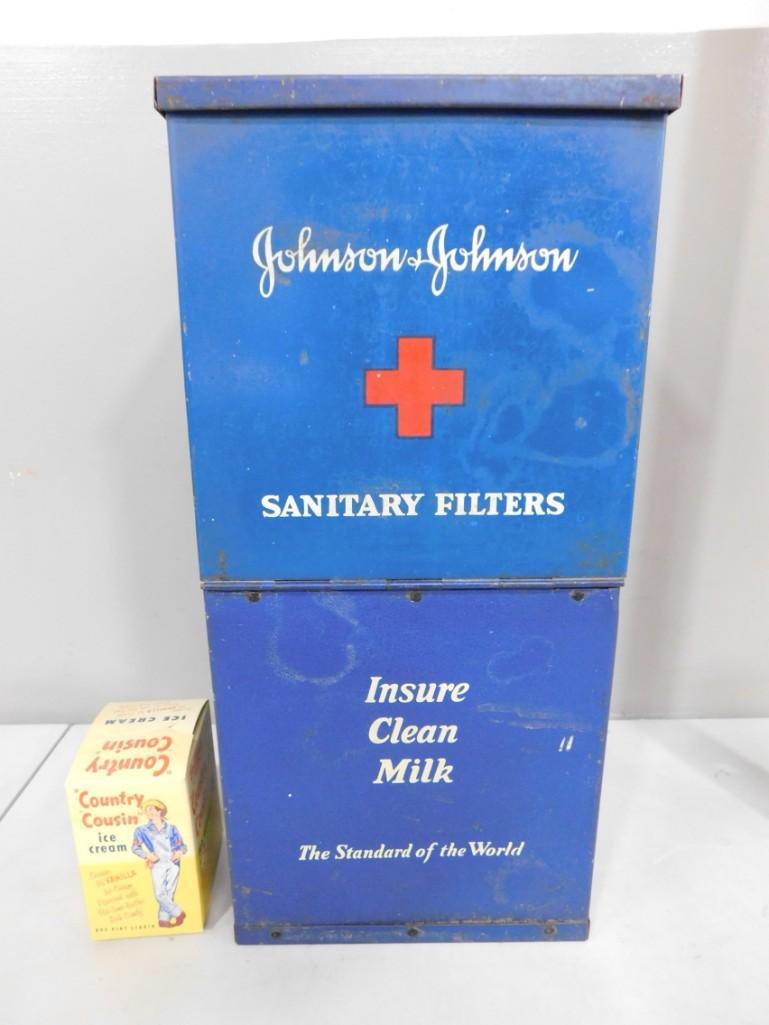 2 Vintage Dairy Advertising Items incl Vintage 1940s-50s Johnson & Johnson Milk Sanitary Filter (1 of 4)