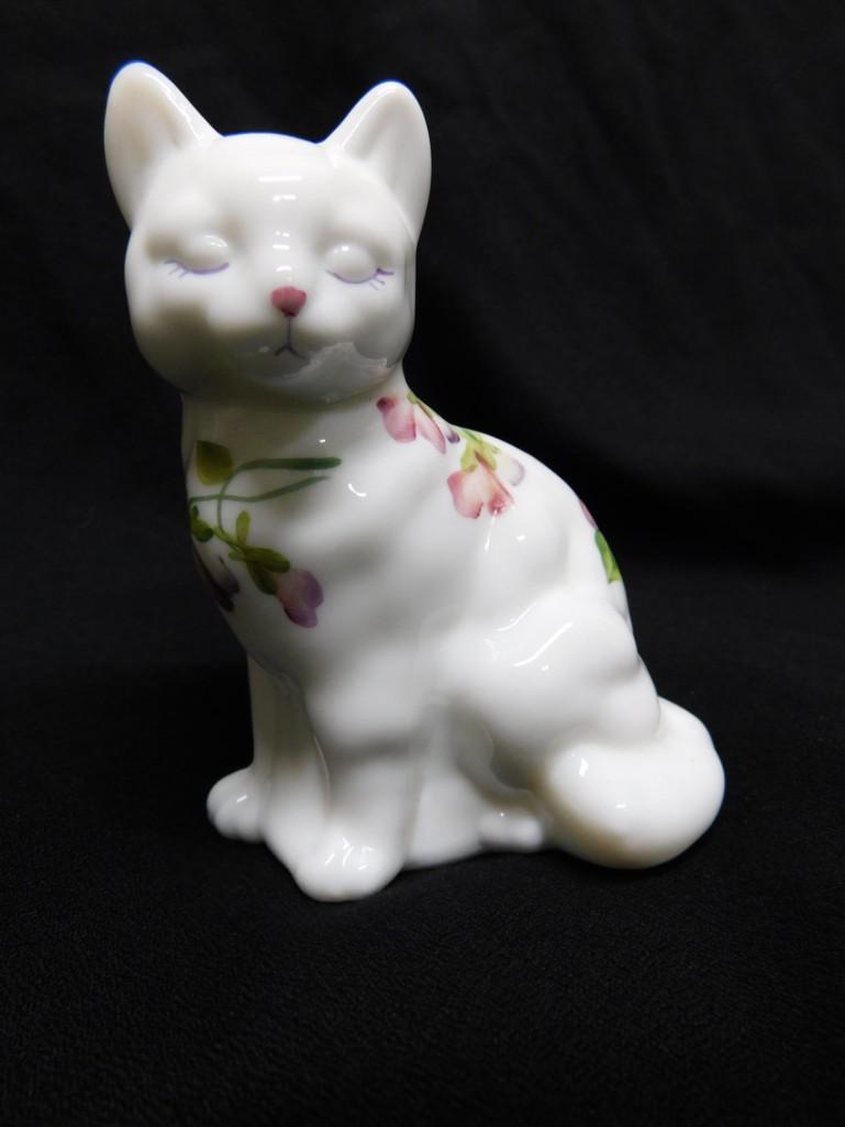 Fenton Glass Cat Hand Painted by P Fleak (1056) on Dec 19, 2022
