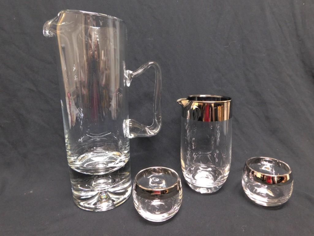 3 pc MCM Small Cocktail Set with Silver Rim and a Block Stockholm Martini Pitcher Bubble Vase (1 of 3)