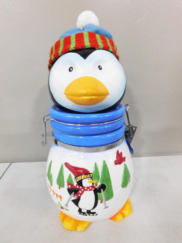 Penguin Holiday Cookie Jar with a Rubber Seal (1 of 3)