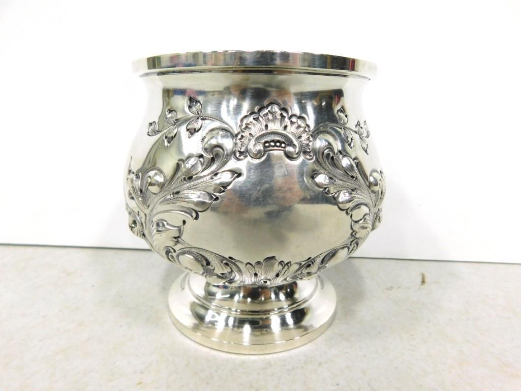 Sterling Silver Fisher Waste Bowl 2303 Hand Chased Early Georgian: Sterling Silver Fisher Waste Bowl 2303 Hand Chased Early Georgian 244 grams or 8.6 ounces