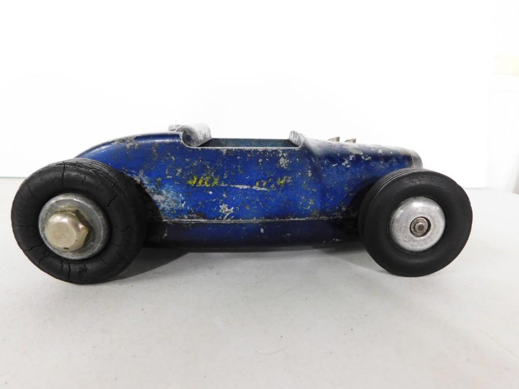 Big Spock Blue Tether Car by Cameron Precision Engine Company Gas Powered: Big Spock Blue Gas Powered Tether Car by Cameron Precision Engine Company Condition: has wear but when you turn the wheel there is compression