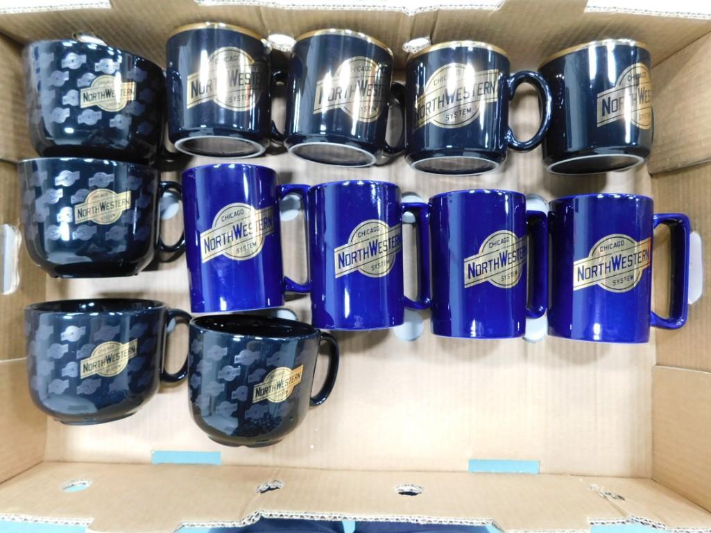 12 Chicago and Northwestern Railroad Mugs: 12 Chicago and Northwestern Railroad Mugs . Includes 3 sets of 4 ceramic train mugs or coffee cups
