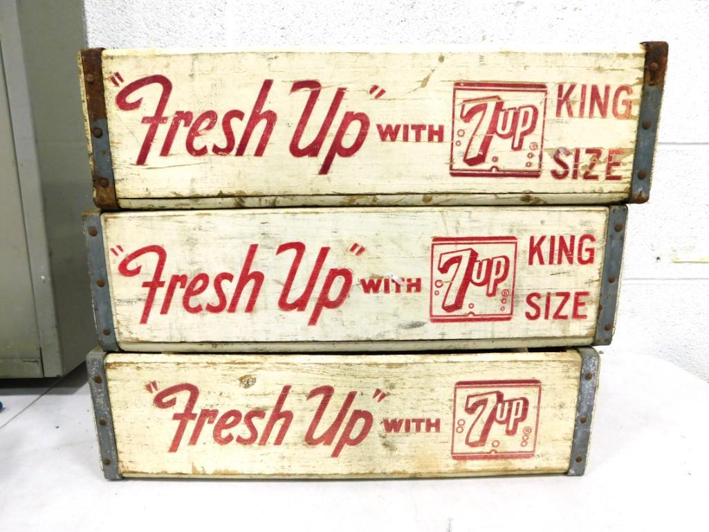 3 Vintage 7up Wooden Crates: 3 Vintage 7-Up Wood Crates