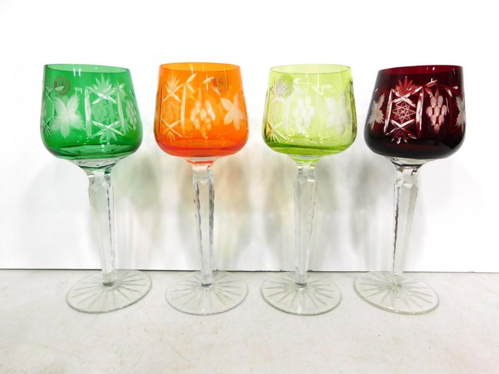 Cut to Clear Stemware or Wine Glasses Set of 4 Asst Colors: Cut to Clear Stemware or Wine Glasses Set of 4 Asst Colors