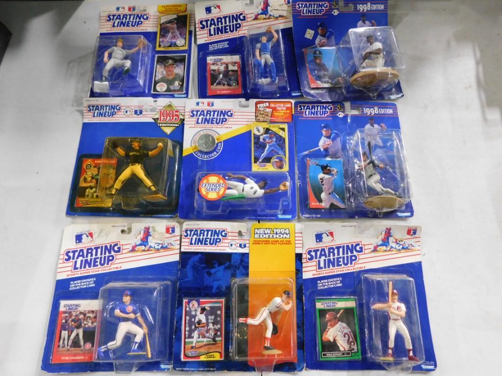 9 Starting Lineup Sports Figures incl Ryne Sandberg, Bo Jackson, Roger Clemens, Mike Schmidt,: 9 Starting Lineup Sports Figures incl Ryne Sandberg, Bo Jackson, Roger Clemens, Mike Schmidt, Derek Jeter, Mark McGwire, BJ Surhoff, etc . All in original packages