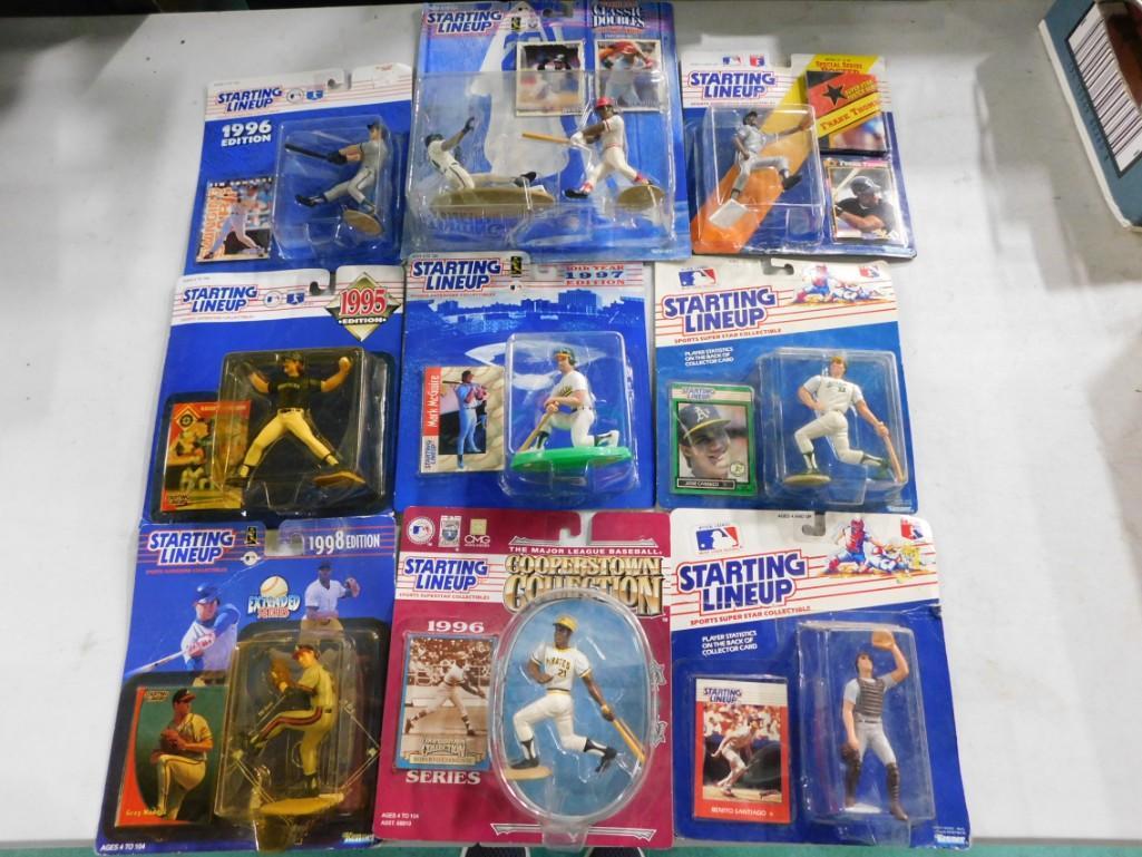 9 Starting Lineup Sports Figures incl Roberto Clemente, Benito Santiago, Greg Maddux,: 9 Starting Lineup Sports Figures incl Roberto Clemente, Benito Santiago, Greg Maddux, Mark McGwire, Jose Canseco, Frank Thomas, etc