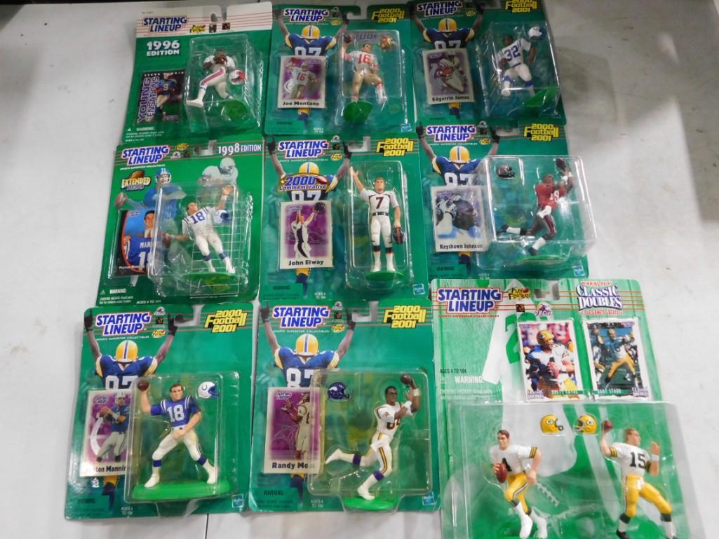 9 Starting Lineup Sports Figures incl John Elway, Keyshawn Johnson, Bart Starr & Brett Favre, Randy: 9 Starting Lineup Sports Figures incl John Elway, Keyshawn Johnson, Bart Starr & Brett Favre, Randy Moss, Peyton Manning, Joe Montana, etc