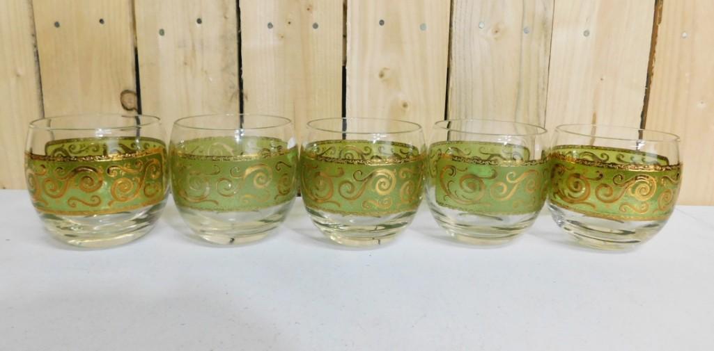5 Culver Toledo Roly Poly Glasses: 5 Vintage MCM Culver Toledo Roly Poly Glasses . Nice mid century barware with 22k gold gilt . No chips, cracks, or damage