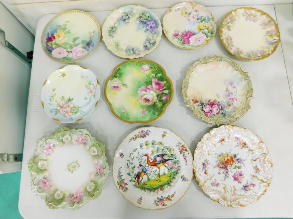 10 Antique and Vintage Plates incl Limoges, Dresden, etc (1 of 15)
