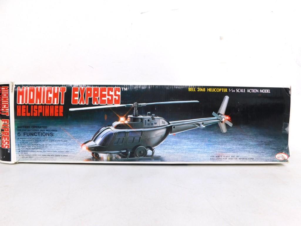 Midnight Express Helispinner Bell 206B Helicopter 1:24 Scale Action Model: Midnight Express Helispinner Bell 206B Helicopter 1:24 Scale Action Model Condition: includes everything that you see in the pictures, untested