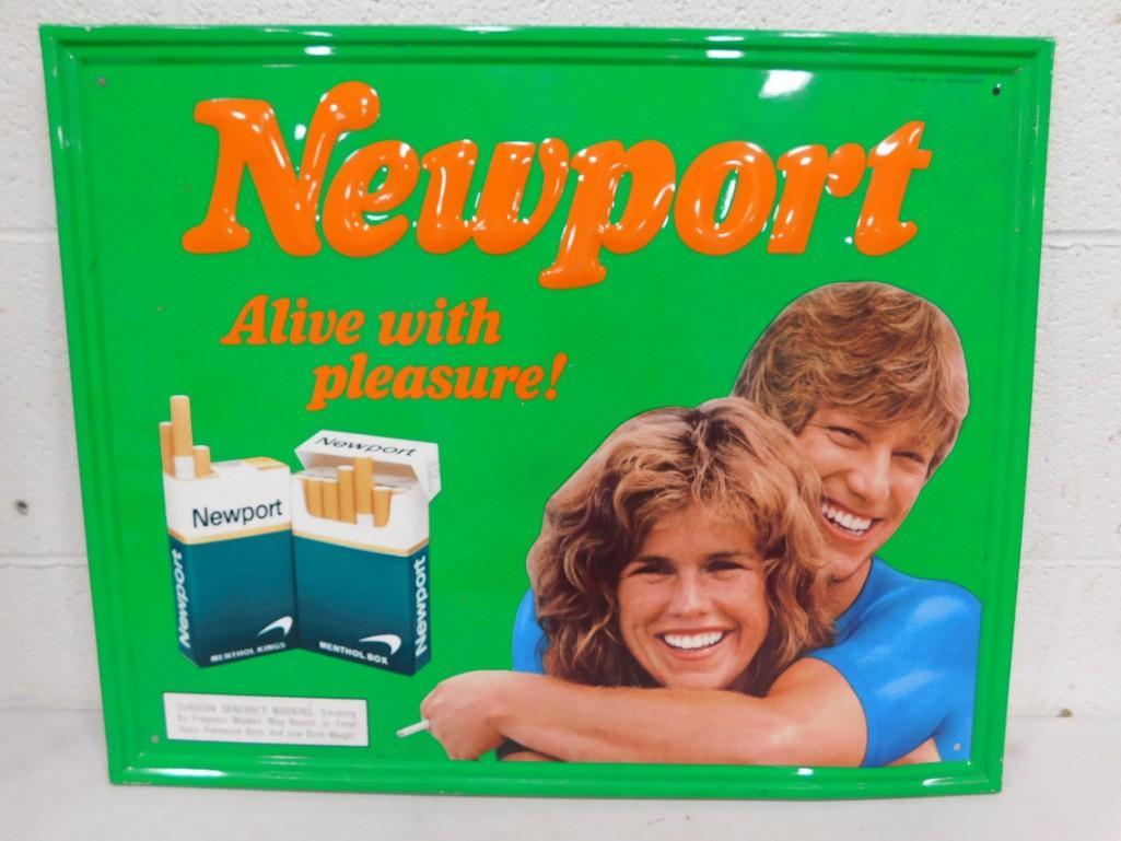 Vintage Newport Cigarettes Metal Sign (1 of 2)