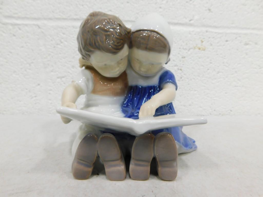 Bing and Grondahl 1567 Boy and Girl Reading Figurine B&G: Bing and Grondahl 1567 Boy and Girl Reading Figurine B&G
