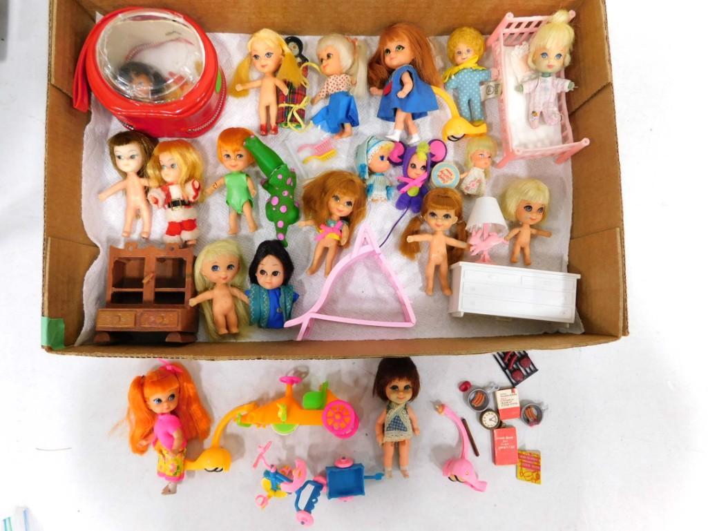 Vintage 1960s Little Kiddles Dolls, Accessories, Furniture
