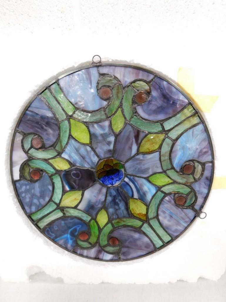 Stained Glass Window Hanging approx 12" in diameter (1 of 2)