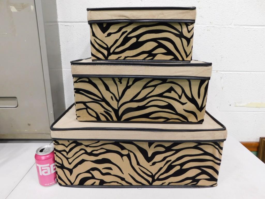 3 Nesting Expandable Storage Boxes in Animal Print (1 of 3)