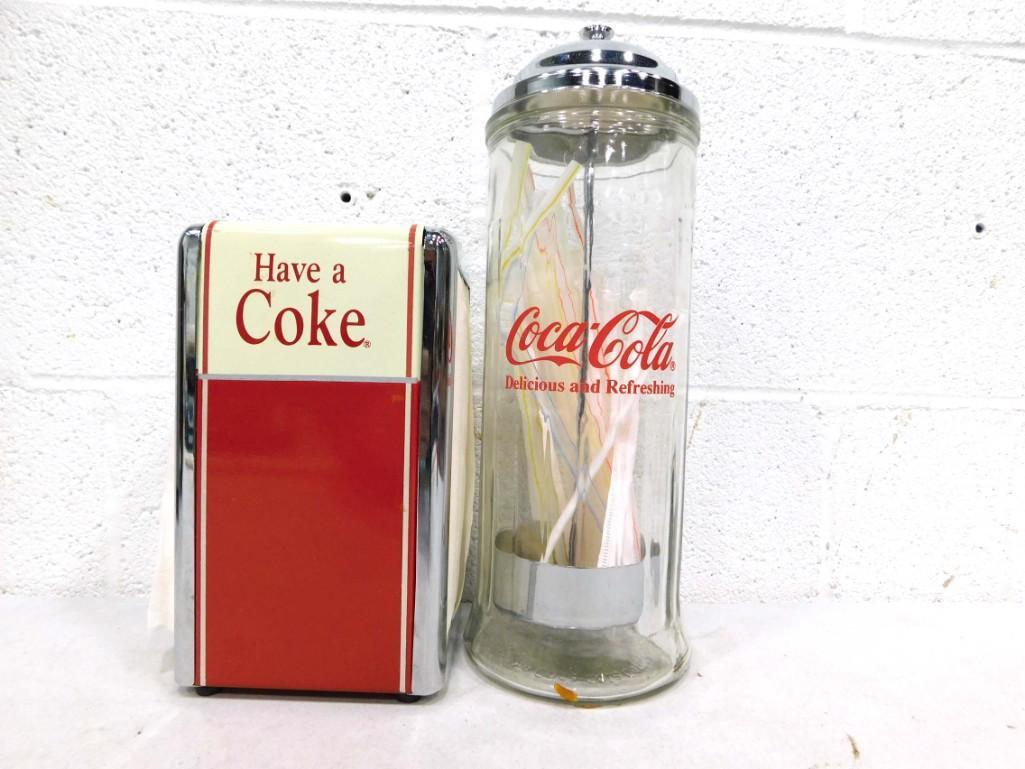 2 Coca Cola Advertising Items incl Straw Holder and Napkin Holder (1 of 3)
