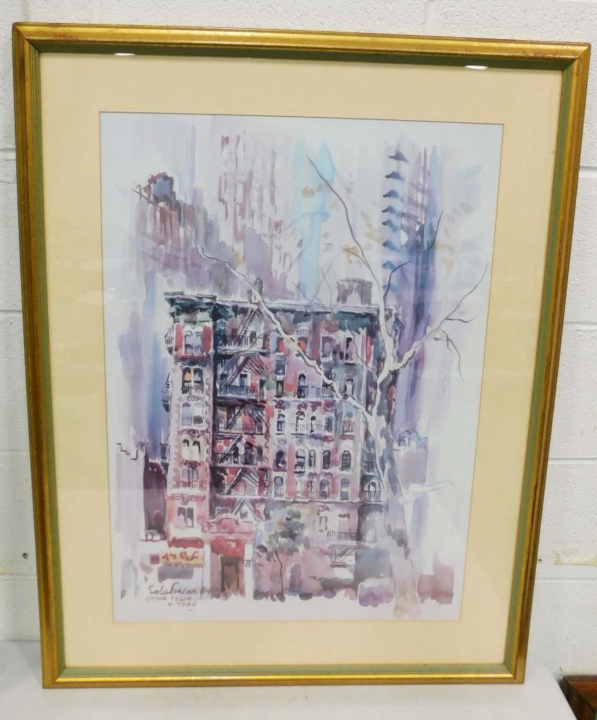 Framed Chinatown New York Offset Lithograph 28"x36" (1 of 5)