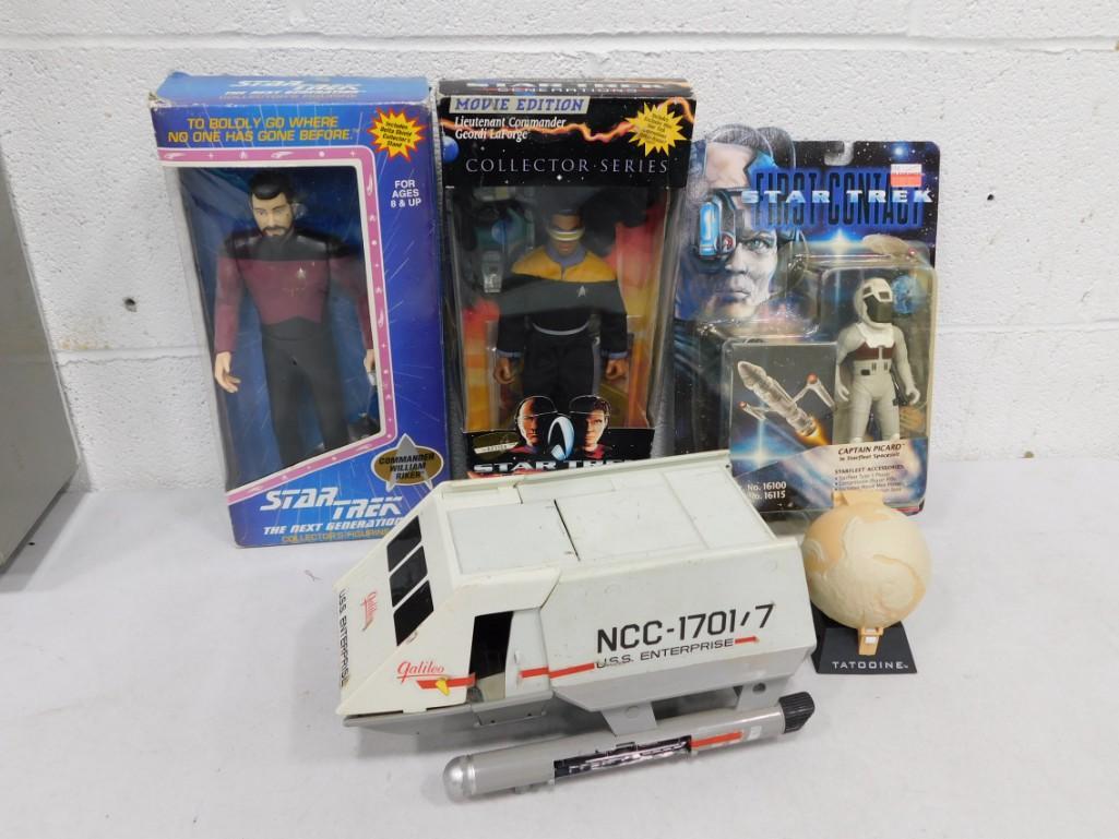 Star Trek Lot incl New in Box Lt Laforge, Riker, Captail Picard, The Enterprise Model, and Star Wars (1 of 9)