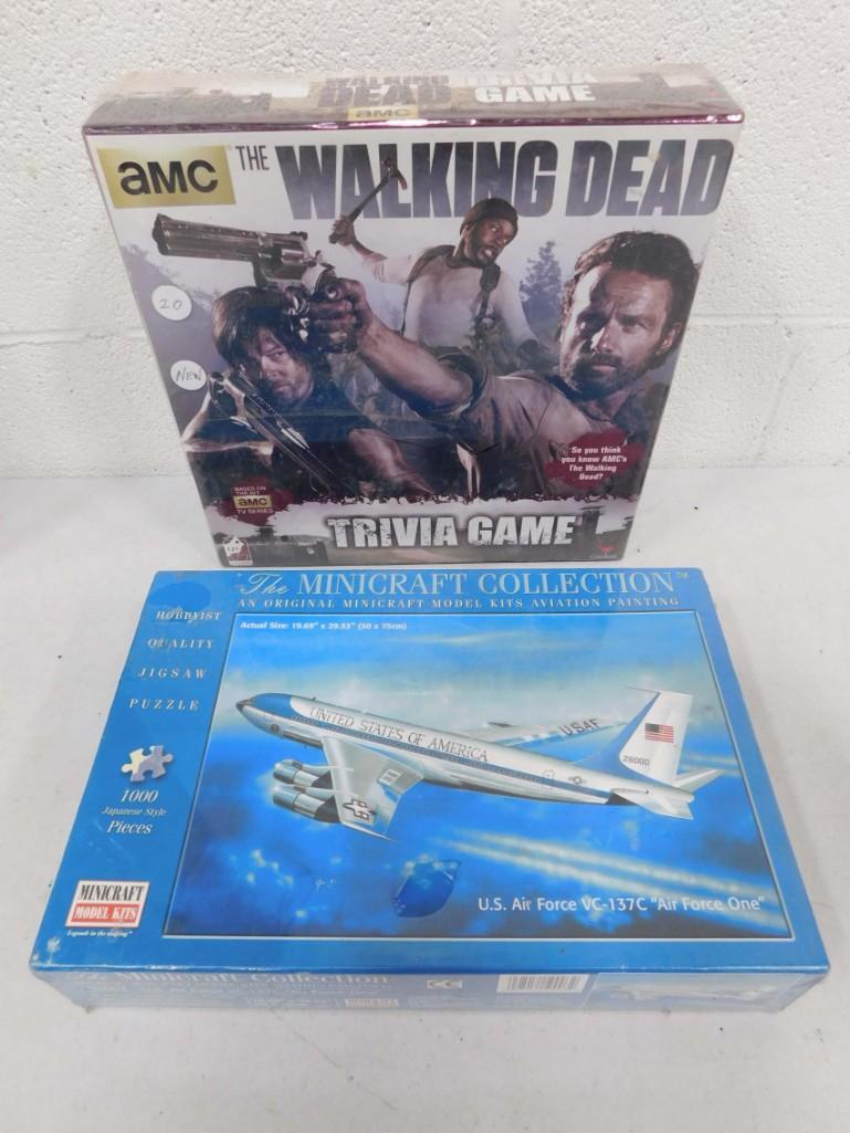 New and Sealed 1000 Piece Air Force One Puzzle and New and Sealed Walking Dead Trivia Game (1 of 3)