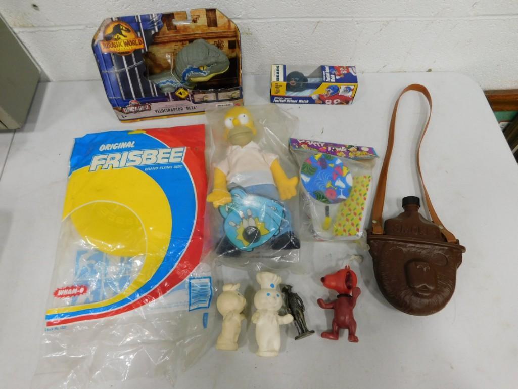 Toy Lot incl Vintage Snoopy, Smokey the Bear Canteen, Pillsbury Dough Boys, Original Firsbee in Ori: Toy Lot incl Vintage Snoopy, Smokey the Bear Canteen, Pillsbury Dough Boys, Original Firsbee in Original Package 1984, etc
