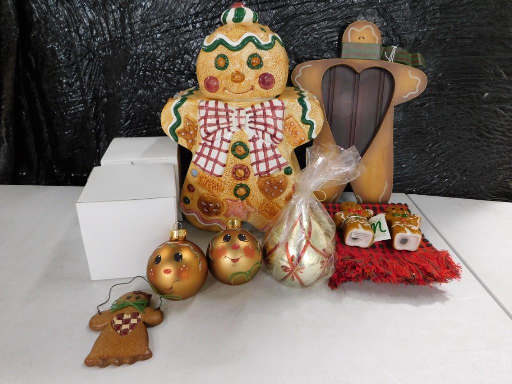 Gingerbread Man Lot incl Cookie Jar, Christmas Ornaments, Salt and Pepper Shakers, Etc (1 of 5)