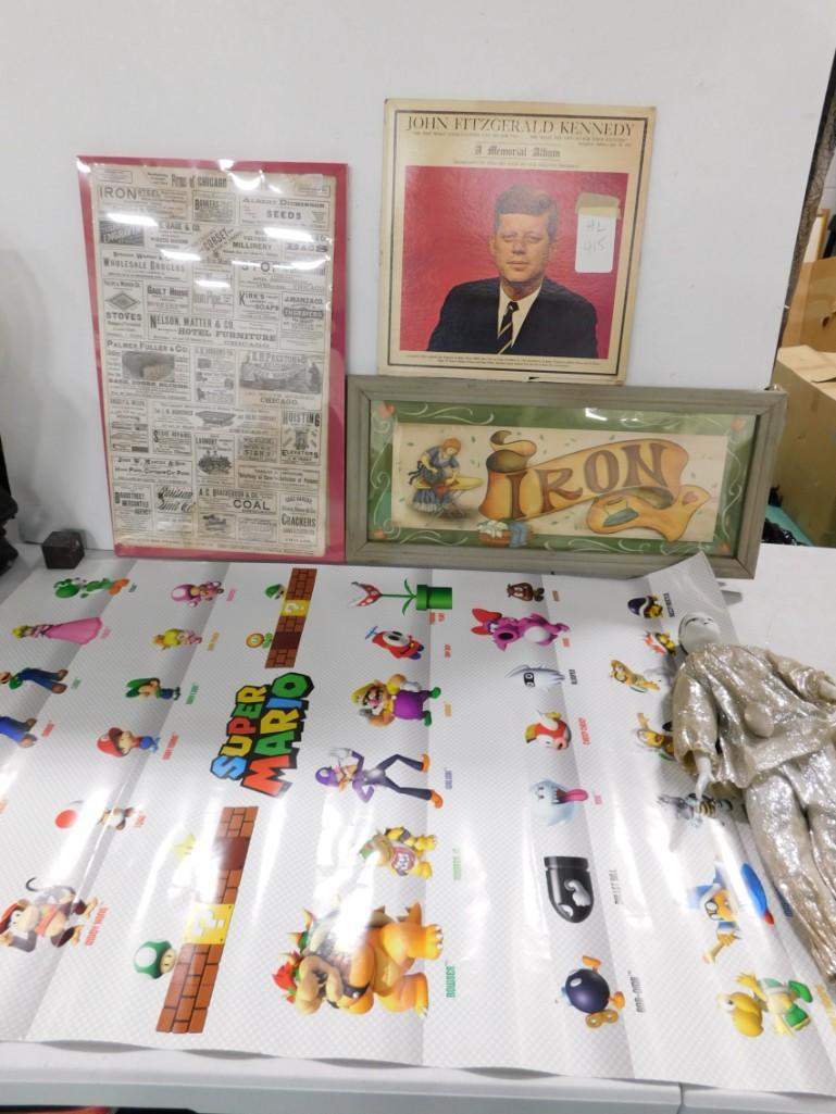 Misc. Lot including JFK LP Vinyl, Old Advertising, (1 of 11)
